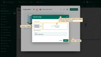 You can either drag and drop an image into the designated field or select an image to upload from a folder on your computer. Once selected, an image preview will display, allowing you to ensure it's the correct choice before proceeding. Confirm the upload by clicking the "Upload" button. Your new image will now be a part of the Image gallery;