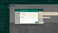Use <b>${entityName}</b> as the name of the dashboard state. This way, during the action, you will transition to a state named after the entity involved in the action. Also change the state ID to "building". Click "Add".