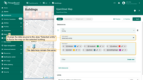 Change the data source to the "Selected entity" alias to focus the map on the selected building;