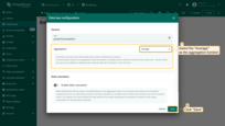 The "Energy Meter" device sends data every 10 minutes. We need to use data aggregation to calculate the average value among the data points in the selected time interval. In our case, this will be 1 hour, representing hourly electricity usage. Select the "Average" as the aggregation function;