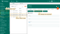 Navigate to the "Assets" page. Open assets details by clicking on the "Office A" asset. Then click "Manage owner and groups" button;