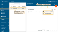 Navigate to the "Calculated fields" tab of the target entity or profile. Click the "plus" icon button, and select "Import calculated field" from the dropdown menu.
