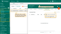 Navigate to the "Calculated fields" tab of the target entity or profile. Click the "plus" icon button, and select "Import calculated field" from the dropdown menu.