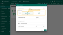 This option allows you to set an image as the background of the dashboard. You can choose an image from the Image gallery or set a direct link. To select an image from the gallery, click "Browse from gallery";