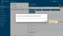 Confirm deleting the dashboard in the dialog box.