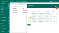 To move column, go to the "Columns" tab in the entity group details and enter edit mode. Press and hold the left mouse button on the "Drag" icon of the "Temperature" column and place it between the "Name" and "Device profile" columns;