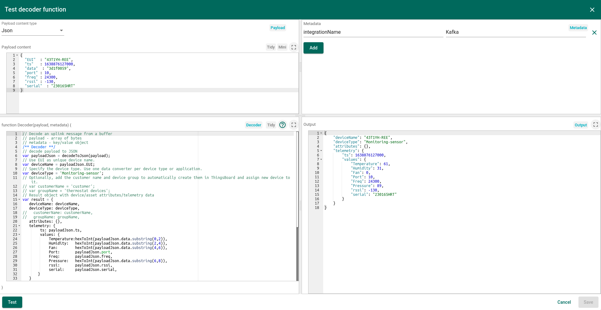 Test decoder function.