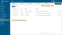 Click the "Send notification" button in the upper right corner of the "Notification center" page to open the new notification wizard;