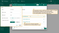 The first parameter "Opened" controls the visual representation of the SCADA symbol "Horizontal Wheel Valve" and can dynamically change, usually based on the value of an attribute or time series data received from the device. In the case of our valve, this parameter determines whether the valve is "Open" or "Closed";