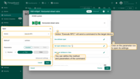 "Execute RPC" action will send a command to the target device. You can define the method and parameters of the command.