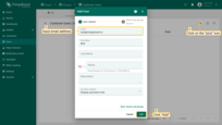 Click "+" at the top right of the screen to add new user. Input email address, for example, we will use bob@thingsboard.io, then click "Add";