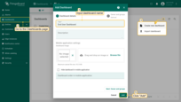 Go to the "Dashboards" page, click on the "plus" icon in the top right corner. Select "Create new dashboard". Input dashboard name (for example, "End User Dashboard"). Click "Add" to create the dashboard.