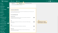 Navigate to the "Security" tab (3). Enable one or more available 2FA methods and complete the setup steps (4).