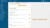 Navigate to the "Security" tab. Activate the convenient verification method. One can activate multiple providers. Save changes.