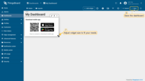 Adjust widget size to fit your needs. After you're done tweaking, click "Save" to save the dashboard;