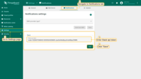 Login to your ThingsBoard UI as a system administrator. Navigate to "Settings" page, "Notification" tab. In "Slack settings" window paste copied Slack API token to "Slack api token" row and click "Save".