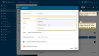 Select the "On cell click" as the action source. From the "Column index" drop-down menu, select the "temperature" column to which this action will be applied;