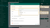 Select the "On cell click" as the action source. From the "Column index" drop-down menu, select the "temperature" column to which this action will be applied;