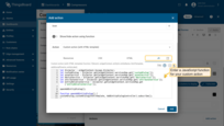 Enter a JavaScript function for your custom action;