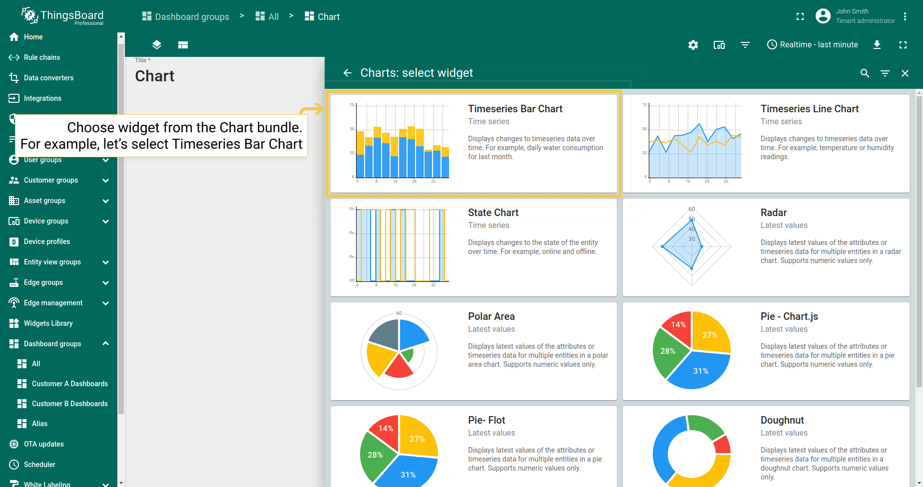 Select the preferred widget from the Chart bundle.