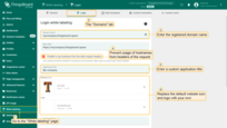 Enter the registered domain name. It is recommended to prevent usage of hostnames from headers of the request. Enter a custom application title, replace the default website icon and logo with your own;