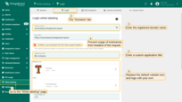 Enter the registered domain name. It is recommended to prevent usage of hostnames from headers of the request. Enter a custom application title, replace the default website icon and logo with your own;