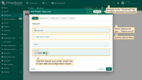 The "Add Widget" dialog window will open. Go to the advanced functionality, select data source type - "Alarms count" and specify filters. In the Data key row click the "pencil" icon of the "count" key to open data key configuration window;