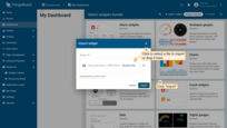 In the widget import window, upload the JSON file and click "Import";